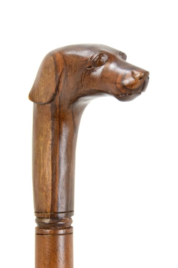 Dog wooden walking stick / cane – Hand carved from hardwood