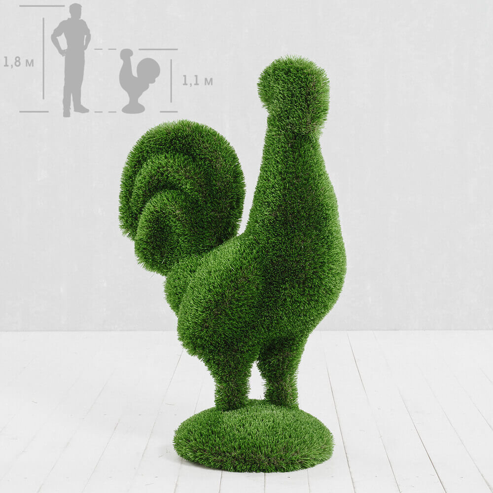 gartenfigur-hahn-aus-gfk-kunstrasen-topiary-helgo