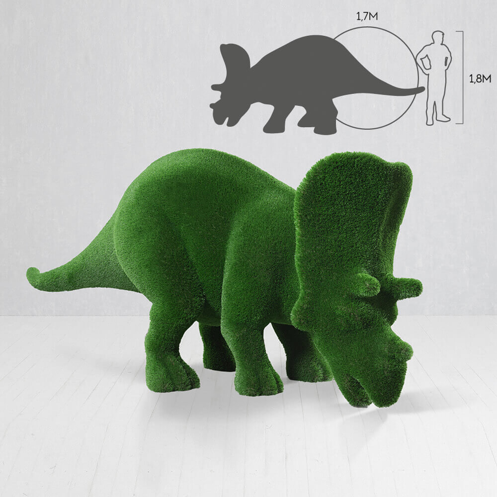 grosse-dino-figur-triceratops-topiary-gfk-kunstrasen-cera