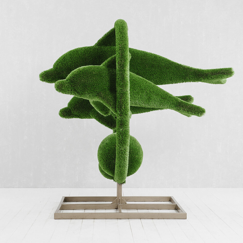 grosse-gartenplastik-delfine-gfk-kunstrasen-hecken-skulptur-flipper_5