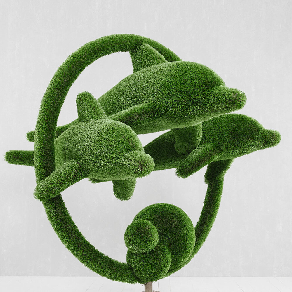 grosse-gartenplastik-delfine-gfk-kunstrasen-hecken-skulptur-flipper_8